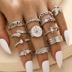 12шт горный хрусталь круглое кольцо Shein