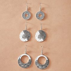 Богемские круглые серьги-подвески 3 пары Shein