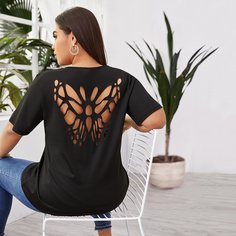 Футболка размера плюс с полой спиной Shein
