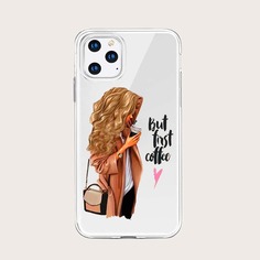 Прозрачный чехол для iPhone с графическим принтом Shein