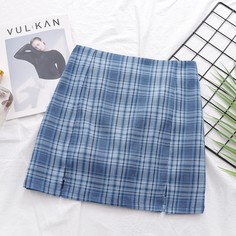 Юбка в клетку с разрезом Shein