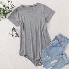 Однотонное боди-футболка размера плюс Shein