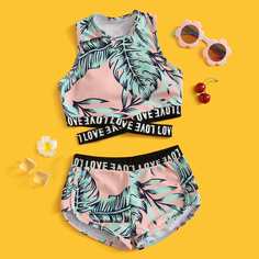 Купальник бикини с текстовой лентой для девочек Shein