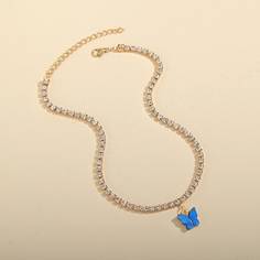 Колье с гравировкой и стразами Shein