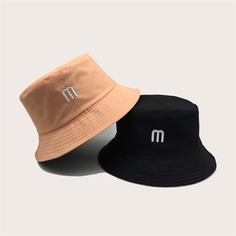 Шляпа ведра вышивки письма 2pcs Shein