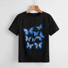 Футболка с круглым вырезом и принтом бабочки Shein