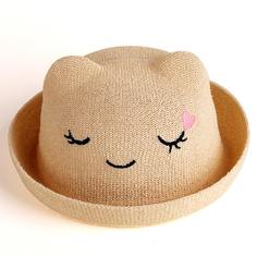 Мультяшная соломенная шляпа с вышивкой для девочек Shein
