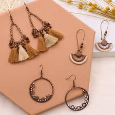 Серьги-подвески с бахромой 3 пары Shein