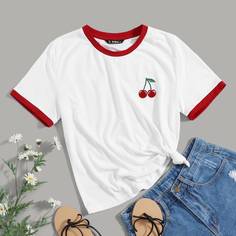 Футболка с вышивкой Shein