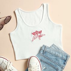 Вязаный топ с вышивкой ангела Shein