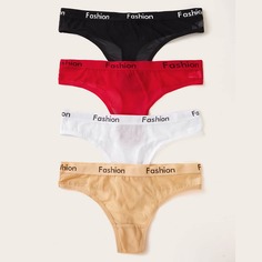 Многоцветный Текст Бесшовные трусы Shein