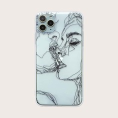 1шт чехол для iPhone с принтом лица Shein