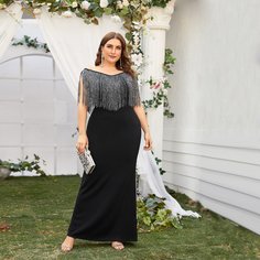 Облегающее платье размера плюс макси с бахромой Shein