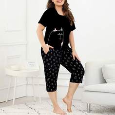 Пижама размера плюс с мультяшным узором Shein