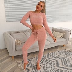 трикотажный короткий свитер и брюки Shein