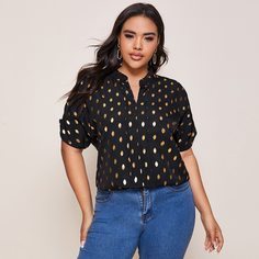 Блузка размера плюс с принтом Shein