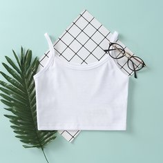 Однотонный короткий топ в рубчик Shein