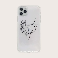 Прозрачный чехол для iPhone с принтом 1шт Shein