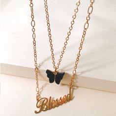 Многослойное ожерелье с бабочкой Shein