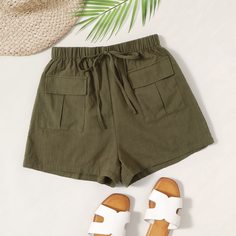 Шорты с карманом и узлом Shein