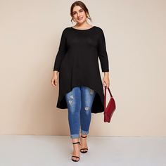 Асимметричная футболка размера плюс Shein