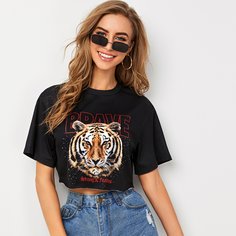 Короткий топ с оригинальным принтом Shein