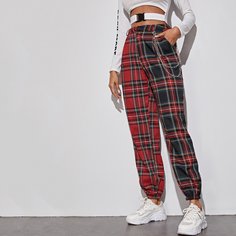 Брюки в клетку с цепью Shein