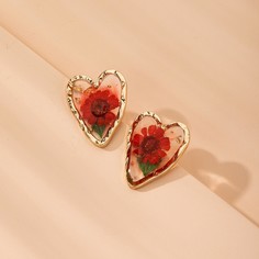 Серьги-гвоздики с цветочным декором Shein