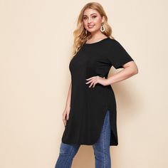 Однотонная длинная футболка размера плюс Shein