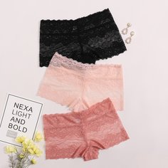 Кружевные трусики размера плюс 3шт Shein
