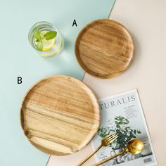 1шт круглая деревянная тарелка Shein