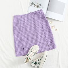 Юбка в клетку с M-образным вырезом и молнией сзади Shein