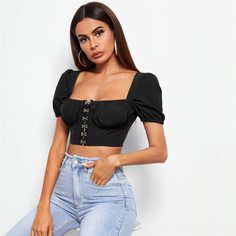 Топ с пышными рукавами и крючком Shein