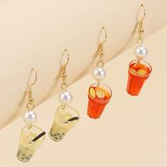 2 пары серьги-подвески с искусственными жемчугами Shein