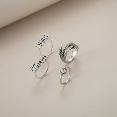 4шт мужское кольцо с текстовым декором Shein