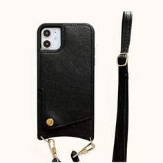 1шт однотонный чехол кошелек для iPhone и 1шт ремешок Shein