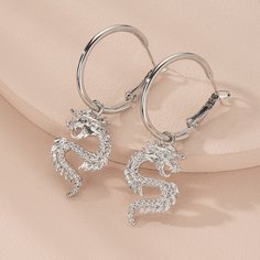 Круглые серьги-подвески с драконом Shein