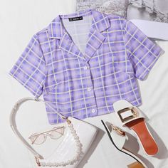 Короткая блуза в клетку Shein