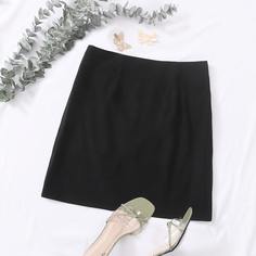 Однотонная юбка с молнией Shein