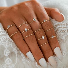 Кольцо со стразами 12шт Shein