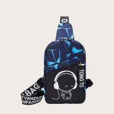 Мужская контрастная сумка с мультипликационным узором Shein