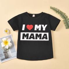 Чёрный Лозунг Повседневный Футболки для маленьких мальчиков Shein