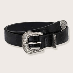 Ремень с металлической пряжкой и цветочным узором Shein