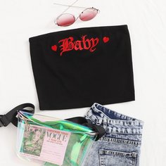 Вязаный топ с вышивкой сердечка Shein