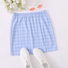 Юбка в клетку с разрезом Shein