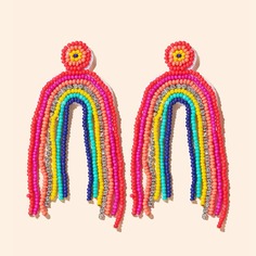 Серьги-подвески с бисерами и бахромой Shein