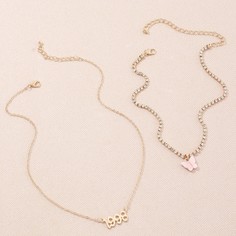 2шт ожерелье с бабочкой Shein