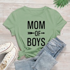 Мятно-зеленый Текст Повседневный Футболки Shein