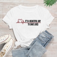 Белый Лозунг Повседневный Футболки Shein