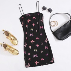 Платье на бретелях с принтом "бабочка Shein